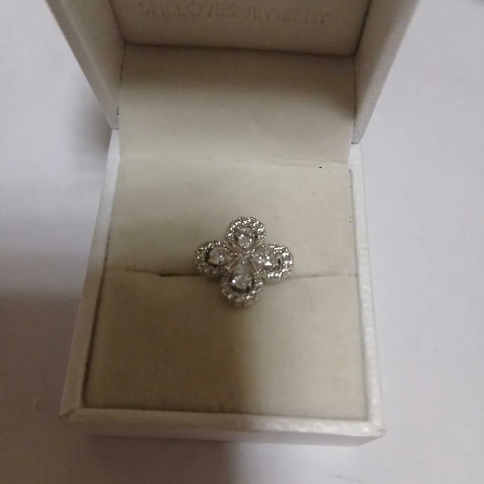 DIAMONIQUE 0.92CT TW CLOVER RING STERLING SILVER 