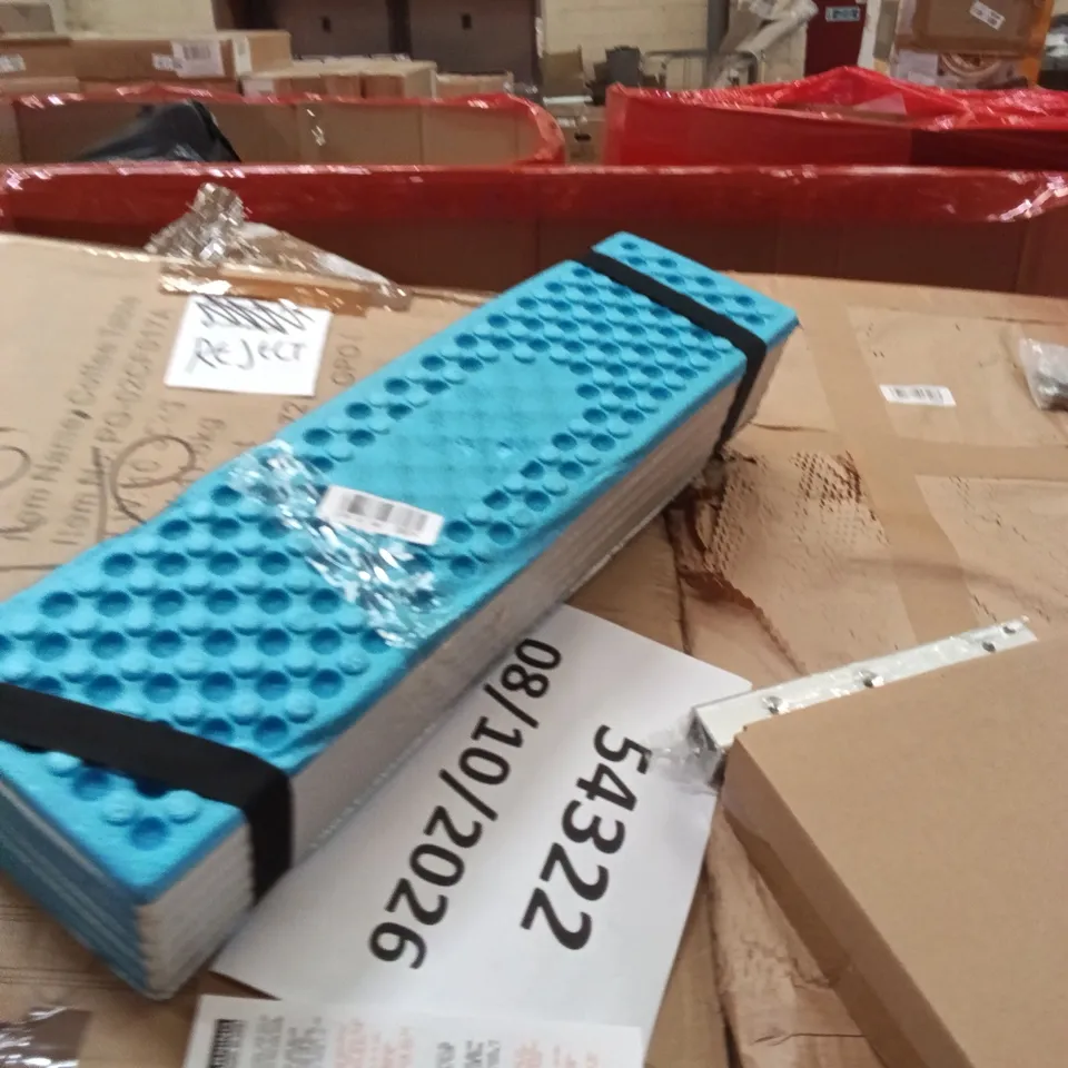 PALLET OF ASSORTED ITEMS INCLUDING - LAMINATE FLOOR CUTTER, PICTURE FRAME,WRAPPING PAPER