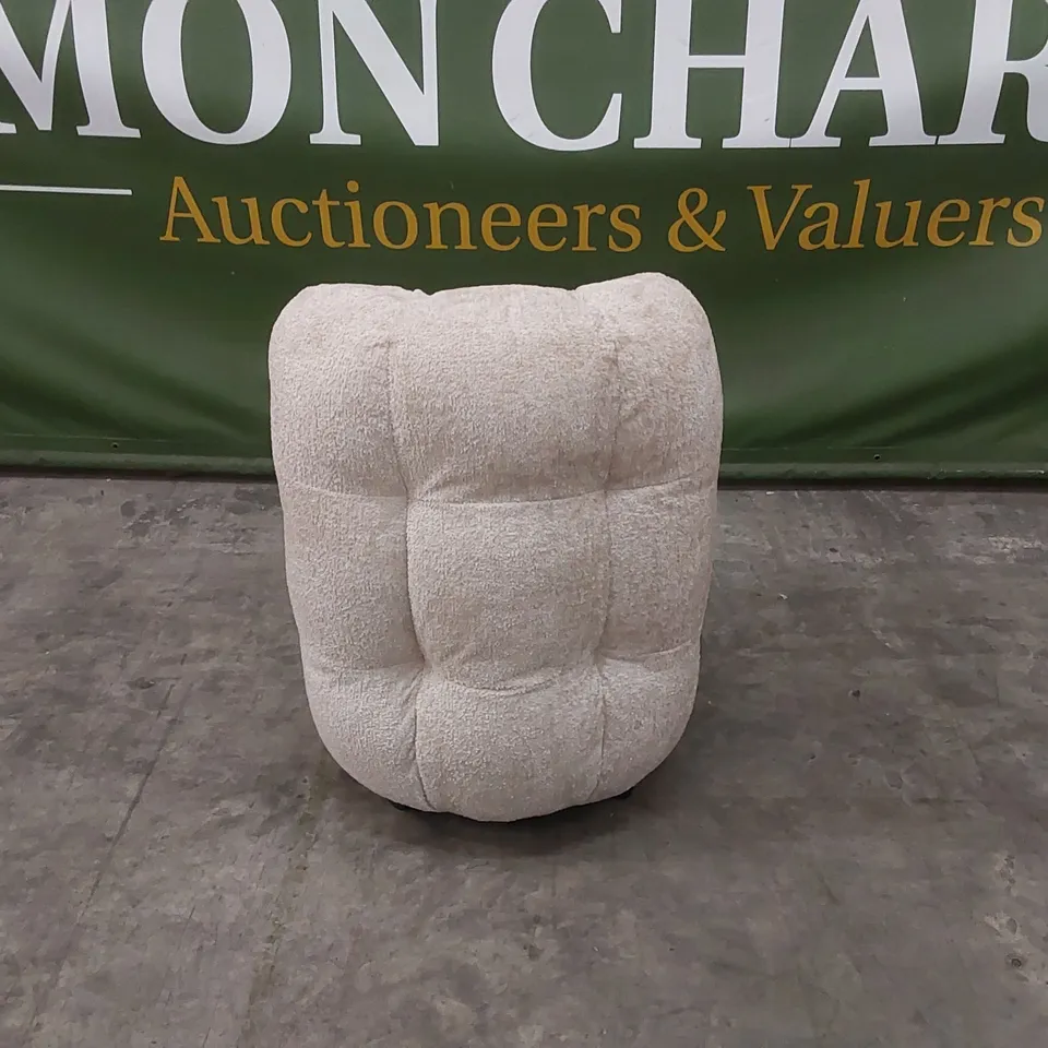 QUALITY DESIGNER BUMPER CIRCA GLAM FABRIC DINING CHAIR ON WHEELS - SAND