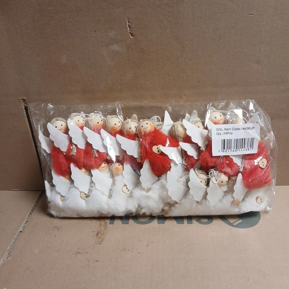 24 X GISELA GRAHAM RED/WHITE CHRISTMAS HANGING DECORATIONS UNBOXED