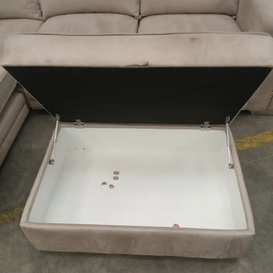 QUALITY DESIGNER SUEDE CORNER SOFA WITH FOOTSTOOL