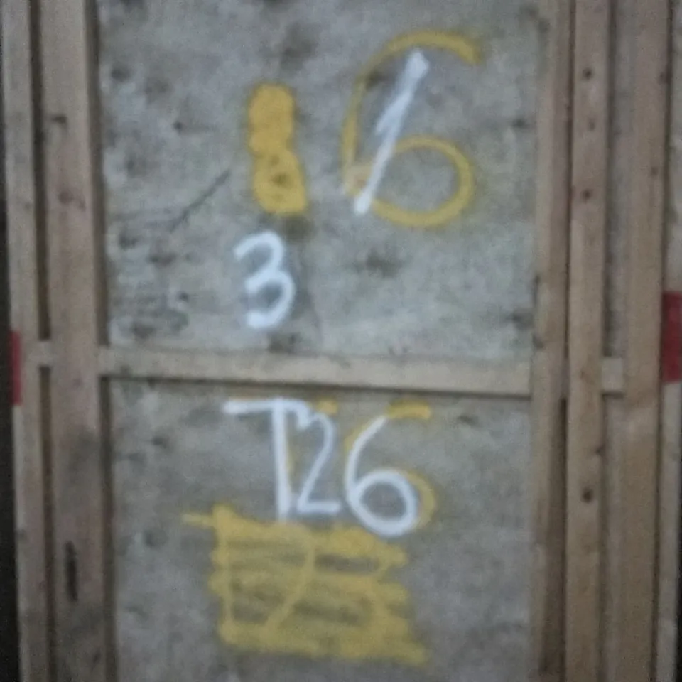 LARGE WOODEN PALLETISED SHIPPING CONTAINER WITH LOCKABLE DOOR APPROXIMATELY 200X 100 X 220CM