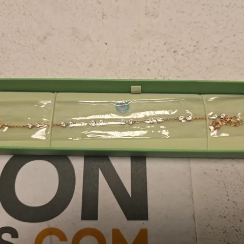 SWARVOSKI ROSE GOLD TONE CRYSTAL BRACELET – GREEN PRESENTATION BOX