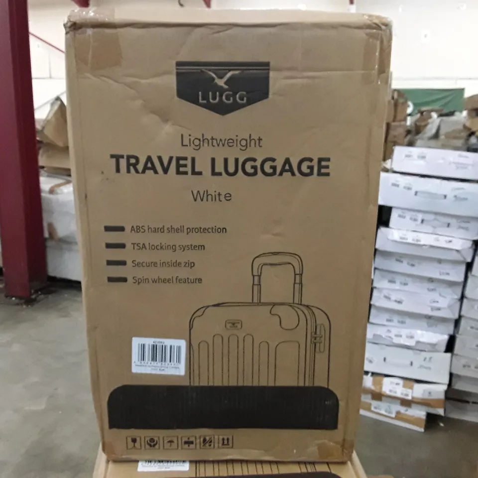 BOXED LUGG LIGHT WEIGHT TRAVEL LUGGAGE SUITCASE- WHITE 