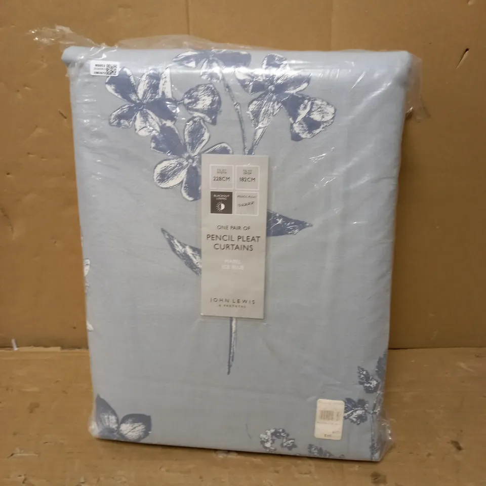 JOHN LEWIS PENCIL PLEAT MABEL ICE BLUE CURTAINS