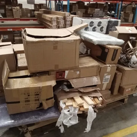 PALLET OF ASSORTED INCOMPLETE FURNITURE PARTS AND LIGHTING PRODUCTS 