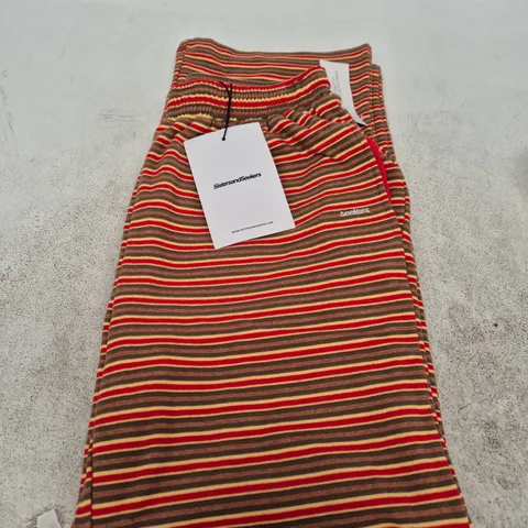 SISTERS AND SEEKERS WALKER SOFT WIDE LEG PANTS IN RED STRIPE - SIZE M