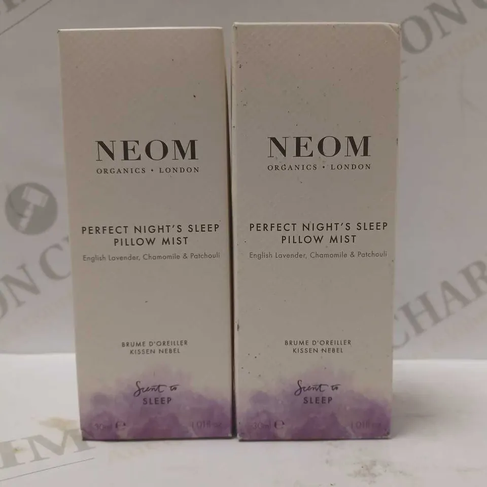 LOT OF 2 X 30ML NEOM PERFECT NIGHTS SLEEP PILLOW MIST 
