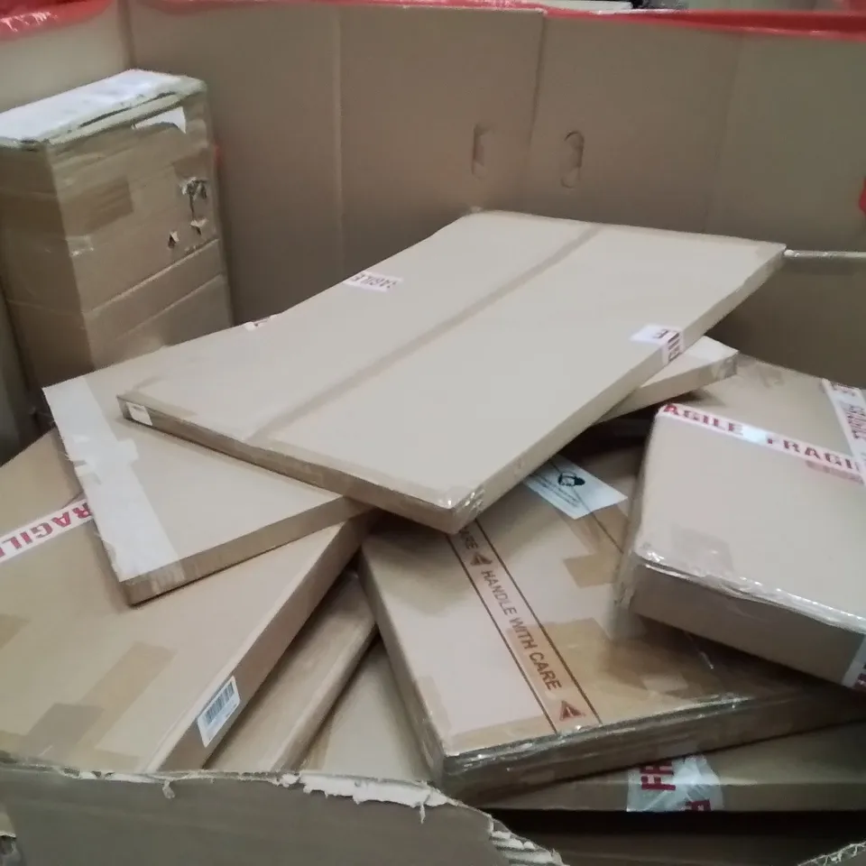 PALLET OF ASSORTED HOUSEHOLD GOODS AND PRODUCTS TO INCLUDE;TABLE,SET OF DRAWERS,PICTURE FRAME