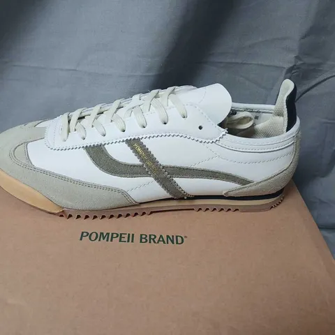 POMPEII BRAND SNEAKERS – WHITE/CREAM SUEDE UPPERS, GUM SOLE SIZE 9