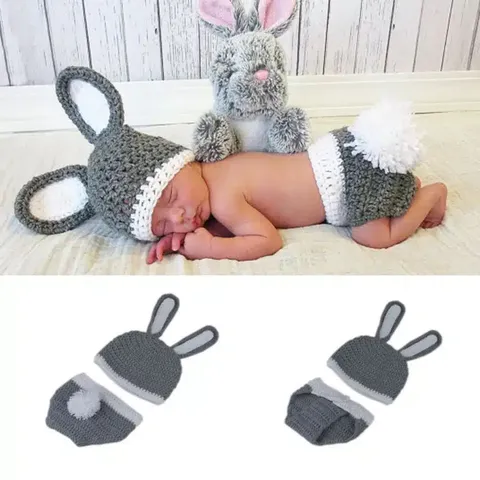 APPROXIMATELY 5 BRAND NEW CROCHET GREY RABBIT DRESS UP OUTFIT