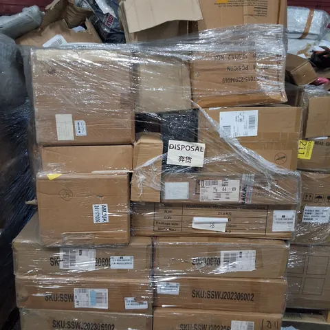 PALLET OF ASSORTED ITEMS TO COMBINATION SAFE, FLAT PACK FURNITURE AND BOXED SWING CHAIR