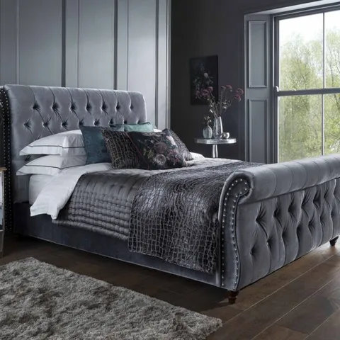 BOXED FLINTSHIRE FURNITURE MONTANA NORMAL BED//KING - TITANIUM (3 BOXES)