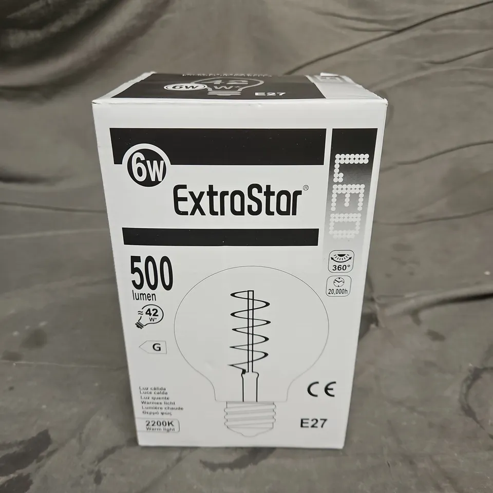 BOXED EXTRASTAR 6W LED 2200K G125SP BULB