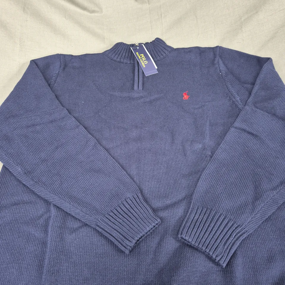 POLO RALPH LAUREN 1/4 ZIP KNITTED JUMPER SIZE XXL