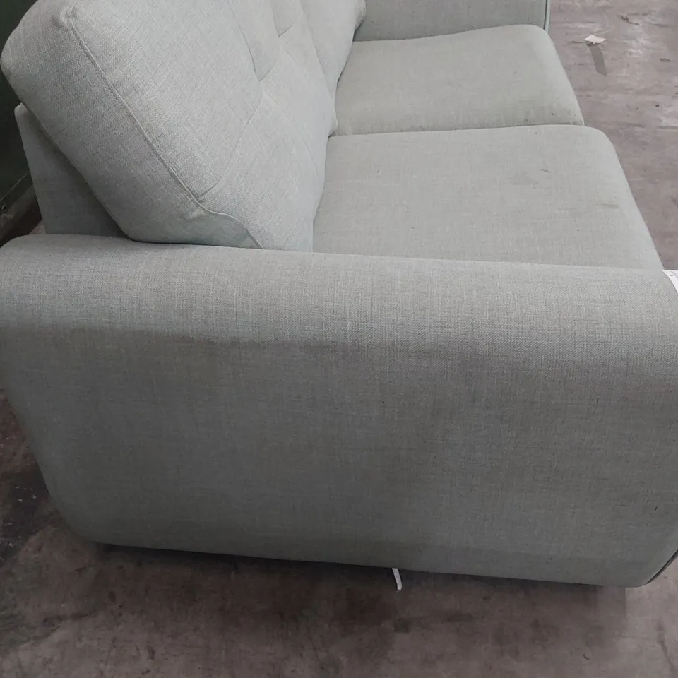 DESIGNER THREE SEATER SOFA DUCK EGG GREEN FABRIC