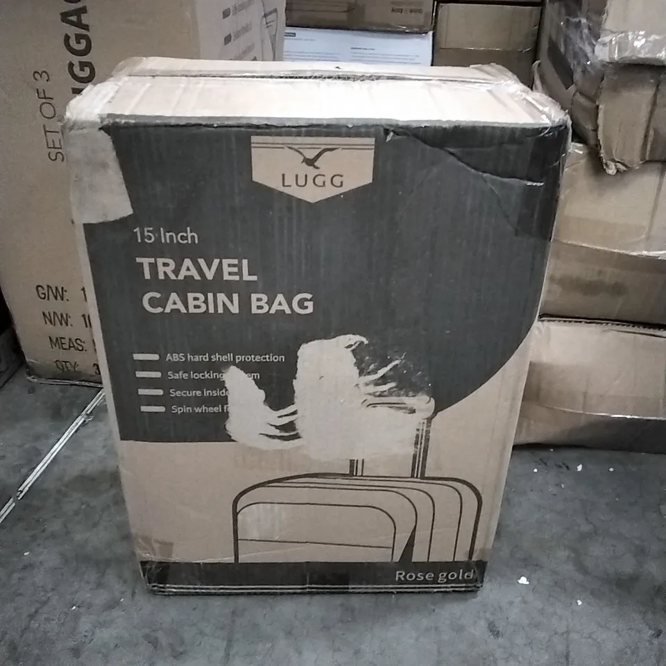 BOXED 15 INCH TRAVEL CABIN BAG ROSE GOLD
