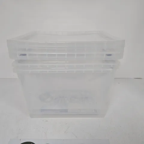 CLEAR PLASTIC STORAGE CRATE WITH LID -X3