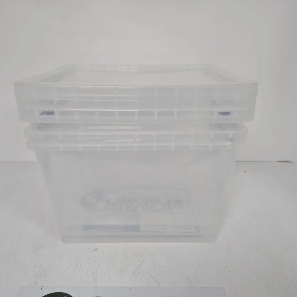 CLEAR PLASTIC STORAGE CRATE WITH LID  -X3