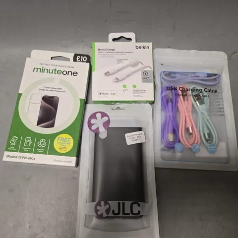 TOTE OF APPROXIMATELY 15 ASSORTED ITEMS TO INCLUDE - MOBILE PHONE CASES , USB CHARGING CABLE , BELKIN BOOST CHARGE ETC