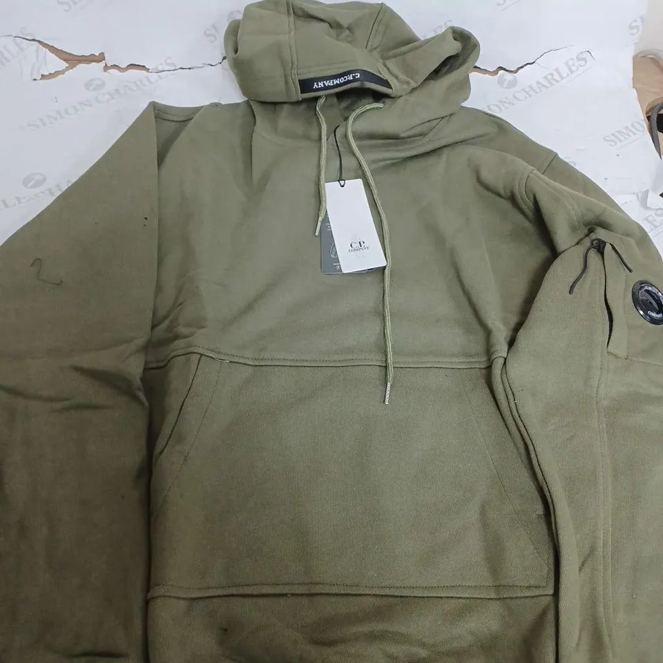 C.P COMPANY KHAKI HOODIE - LARGE