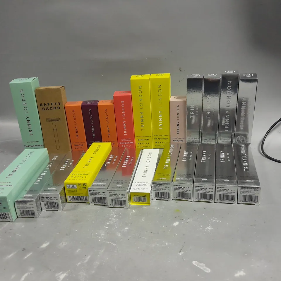 LOT OF 24 ASSORTED TRINNY LONDON PRODUCTS TO INCLUDE MOISTURISER REFILL, VITAMIN C SERUM REFILL , ETC