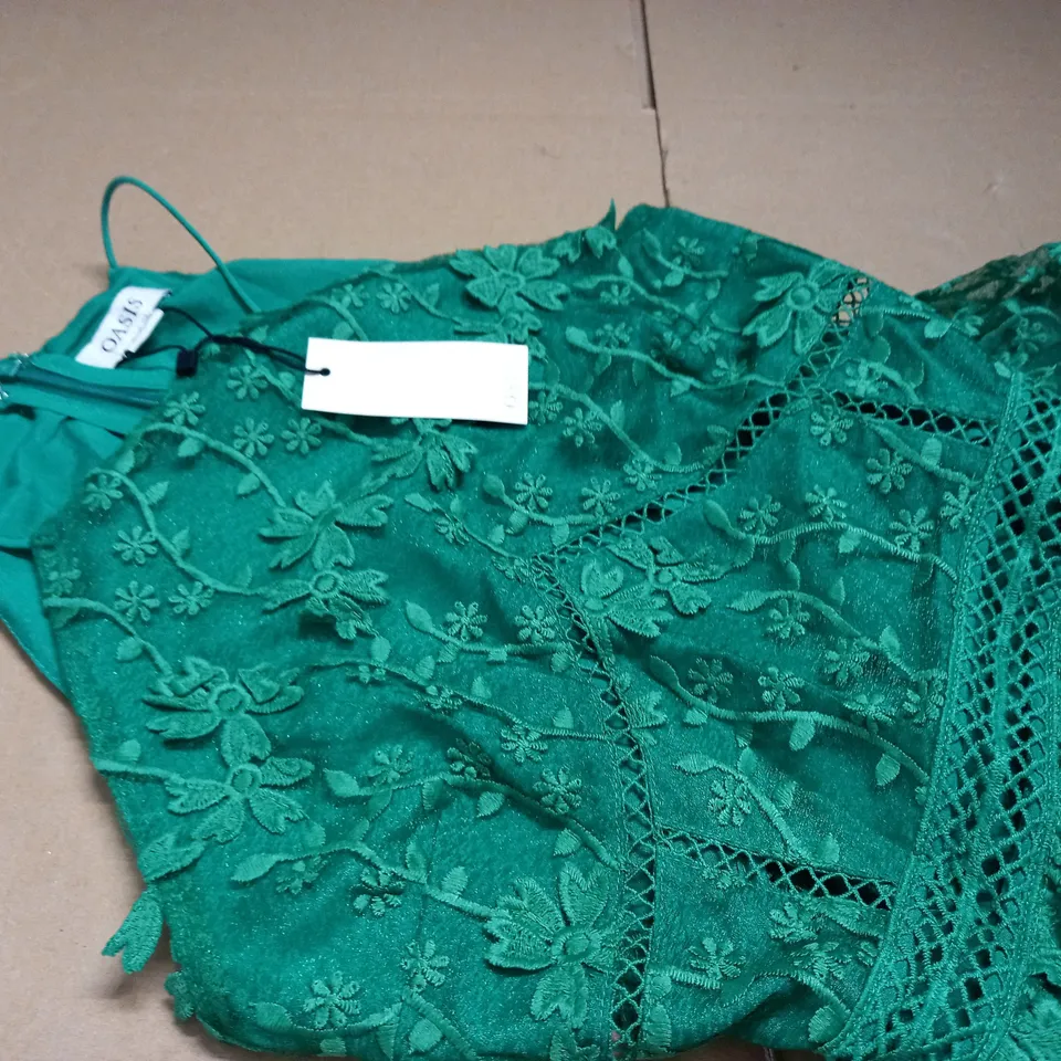 OASIS LACE TIERED HALTER NECK MIDI DRESS IN GREEN - 6