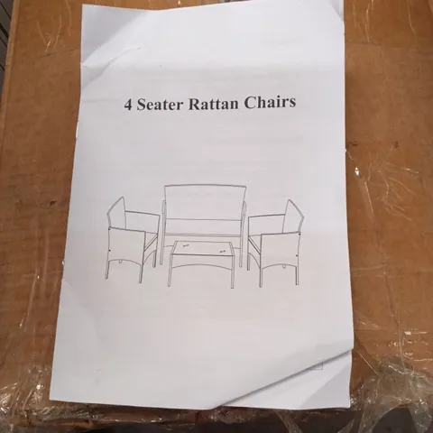 BOXED 4 SEATER RATTAN CHAIR SET - BLACK (1 BOX)