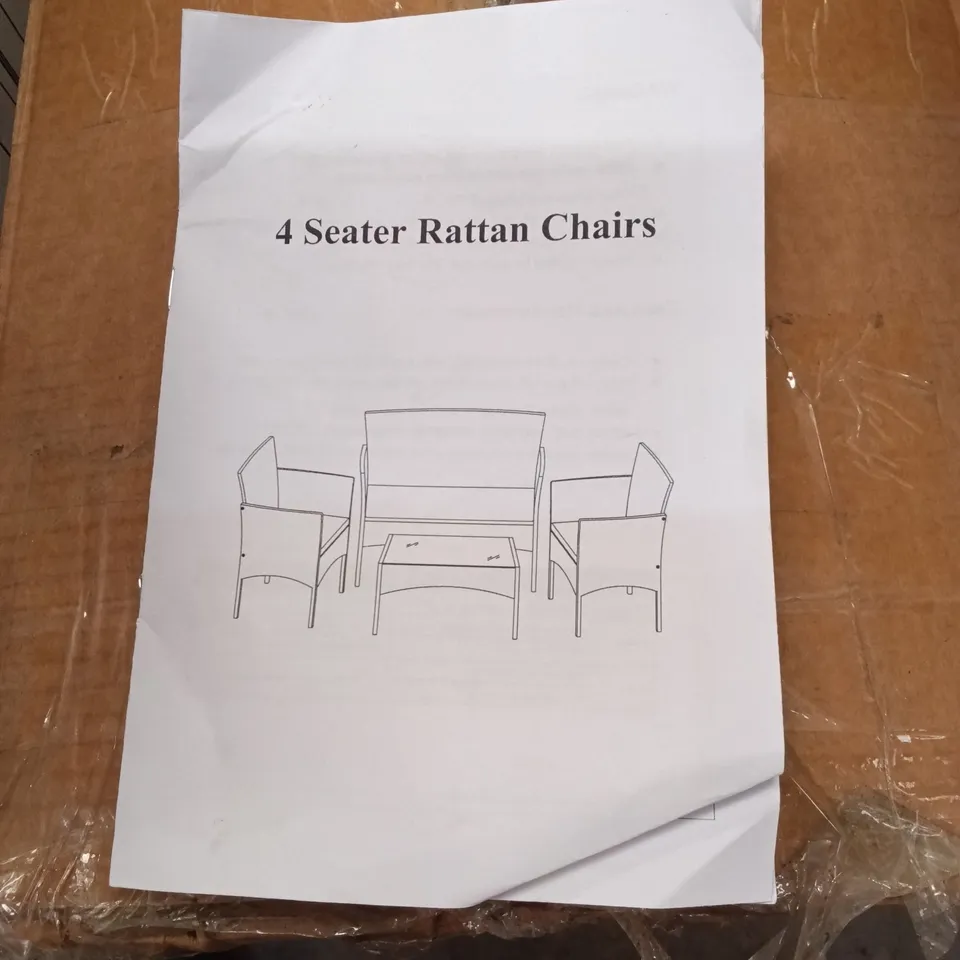 BOXED 4 SEATER RATTAN CHAIR SET - BLACK (1 BOX)