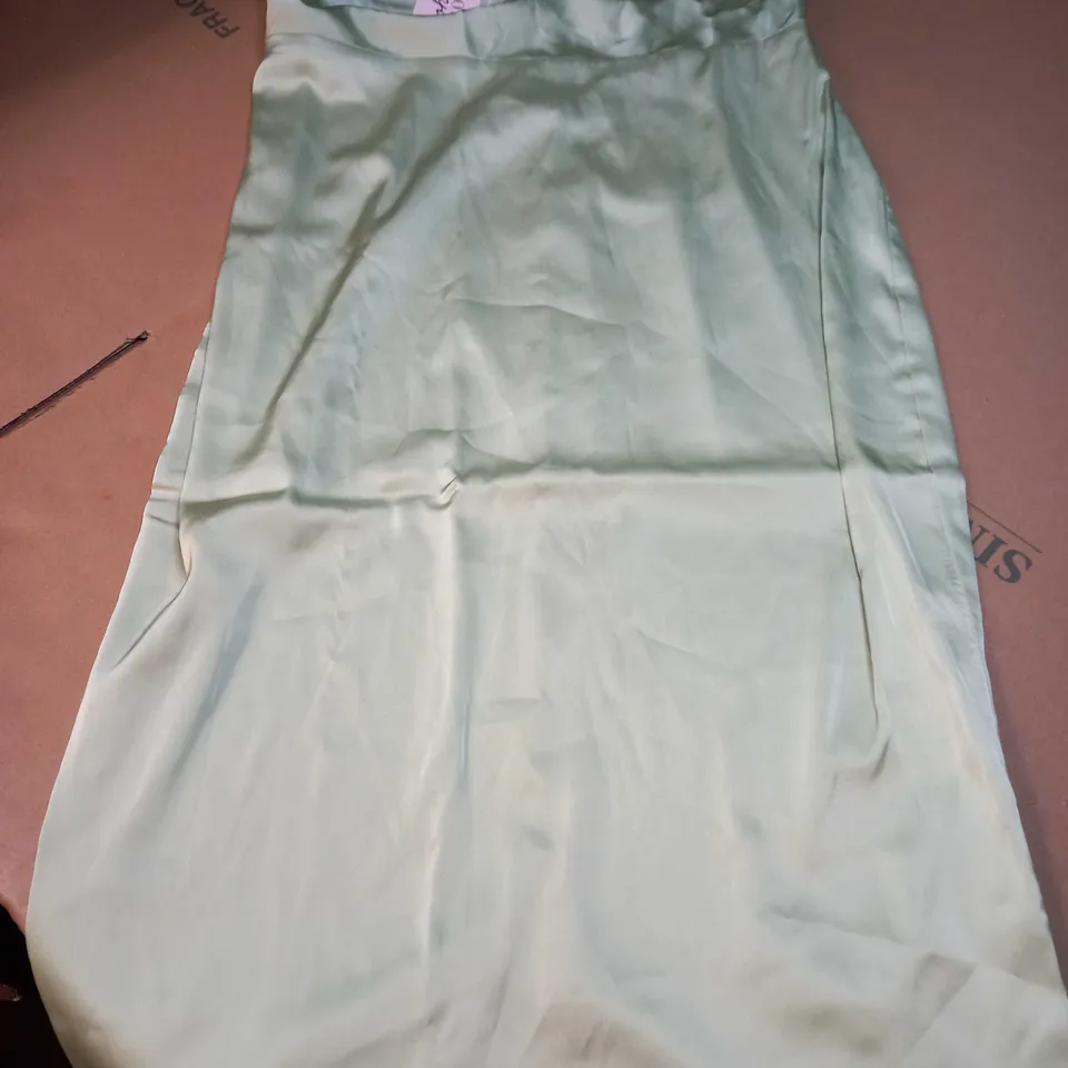 OH POLLY SAGE SATIN COWL NECK SLIP DRESS - SIZE 14