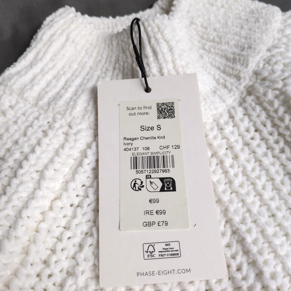 PHASE EIGHT REAGAN CHENILLE KNIT IVORY SWEATER – SIZE S