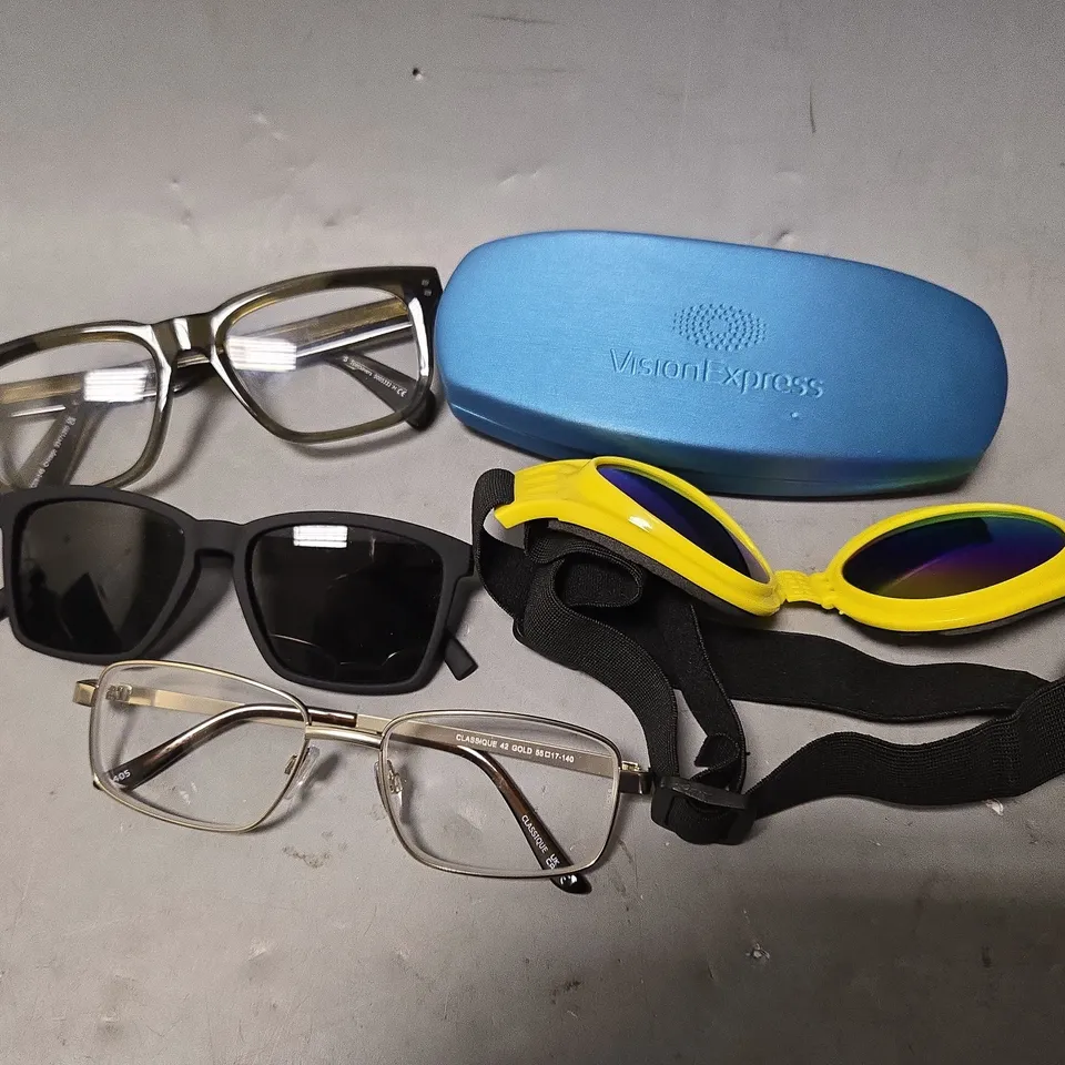 APPROXIMATELY 15 ASSORTED VISION CARE ITEMS TO INCLUDE -SUNGLASSES , EYEWEAR GLASSES , CARRY CASES ETC