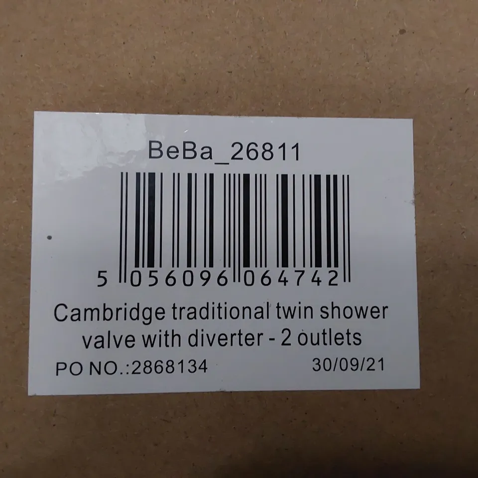 BOXED CAMBRIDGE TRADITIONAL CONCEALED TWIN SHOWER VALVE WITH DIVERTER - 2 OUTLETS