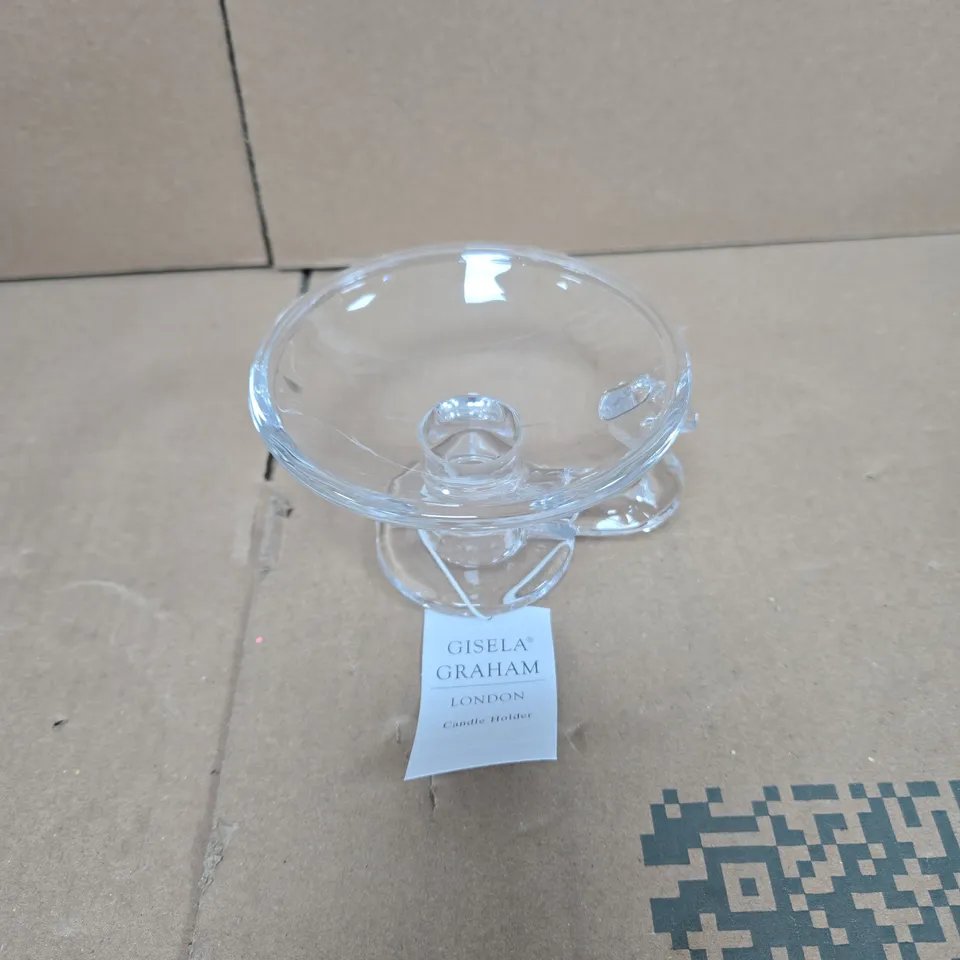 12 X GISELA GRAHAM CLEAR GLASS WILLIE WINKLE CANDLE HOLDER BOXED