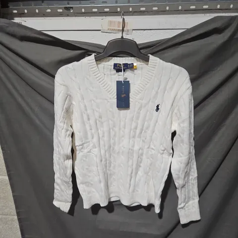 Polo Ralph Lauren White Cable Knit Sweater β Men's, Size M