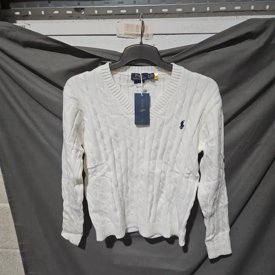 Polo Ralph Lauren White Cable Knit Sweater – Men's, Size M