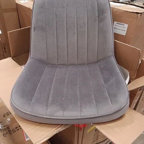 BOXED VELVET DINING CHAIRS (SET OF 2) - GREY/BLACK (1 BOX)