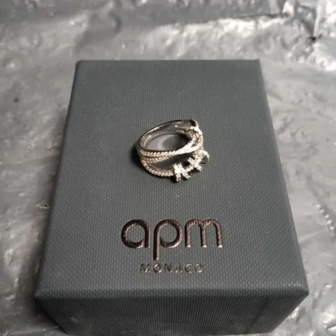 APM MONACO RING – SILVER-TONE WITH PAVÉ STONES