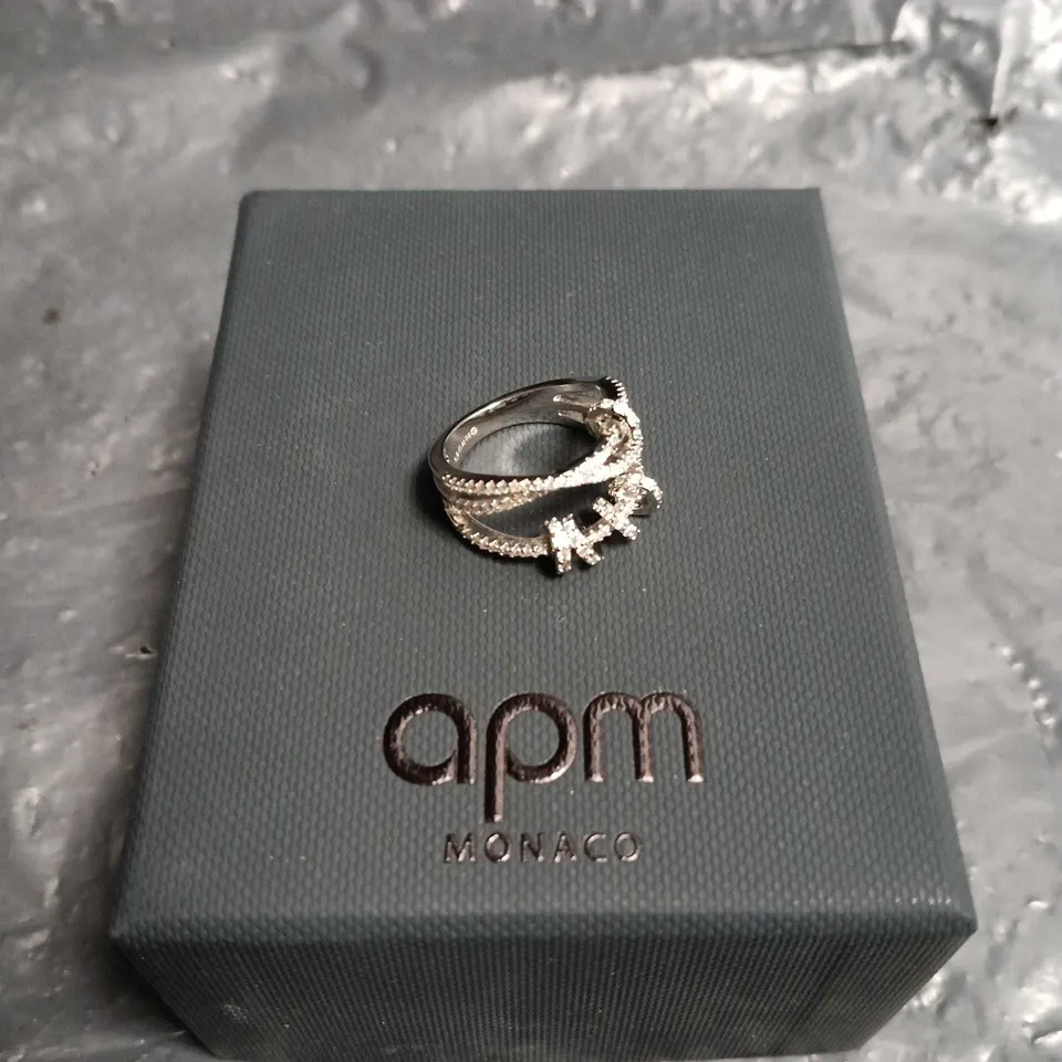 APM MONACO RING – SILVER-TONE WITH PAVÉ STONES