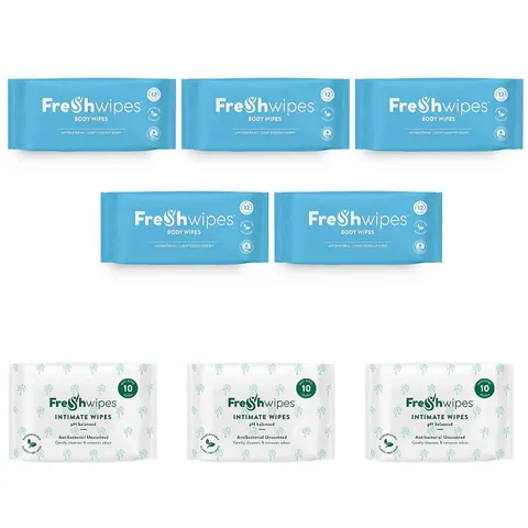 FRESHWIPES SELF CARE BUNDLE WITH SET OF 5 BODY & SET OF 3 INTIMATE WIPES
