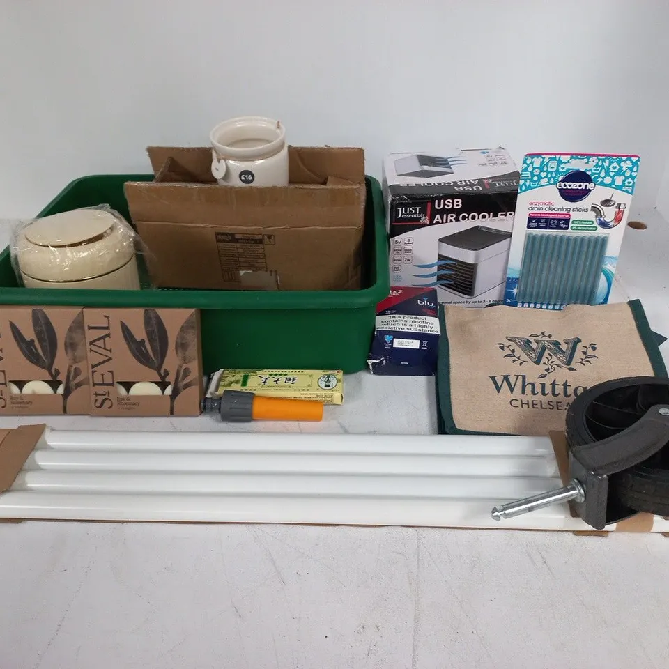 PALLET CONTAINING A LARGE QUANTITY OF ASSORTED HOUSEHOLD ITEMS TO INCLUDE USB AIR COOLER, IKEA ANTILOP X4 AND COFFEE & SUGAR TUB