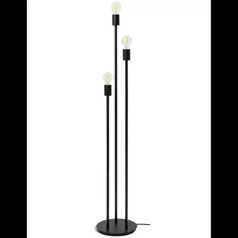 BOXED EXPOSED BULB 3 LIGHT FLOOR LAMP - BLACK (1 BOX)