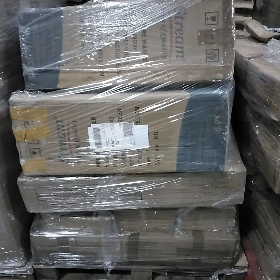 PALLET OF HOUSEHOLD ITEMS TO INCLUDE PRESSURE WASHER, ELECTRIC FRYER, KETTLE AND OTHER ASSORTED ITEMS...