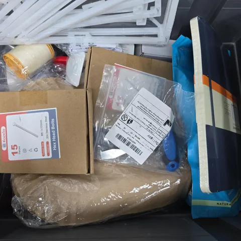 APPROXIMATELY 15 ASSORTED HOUSEHOLD ITEMS TO INCLUDE MOLESKIN RULED NOTEBOOK, HEX HEAD BOLTS, GYMWASH ACTIVEWEAR DETERGENT, ETC