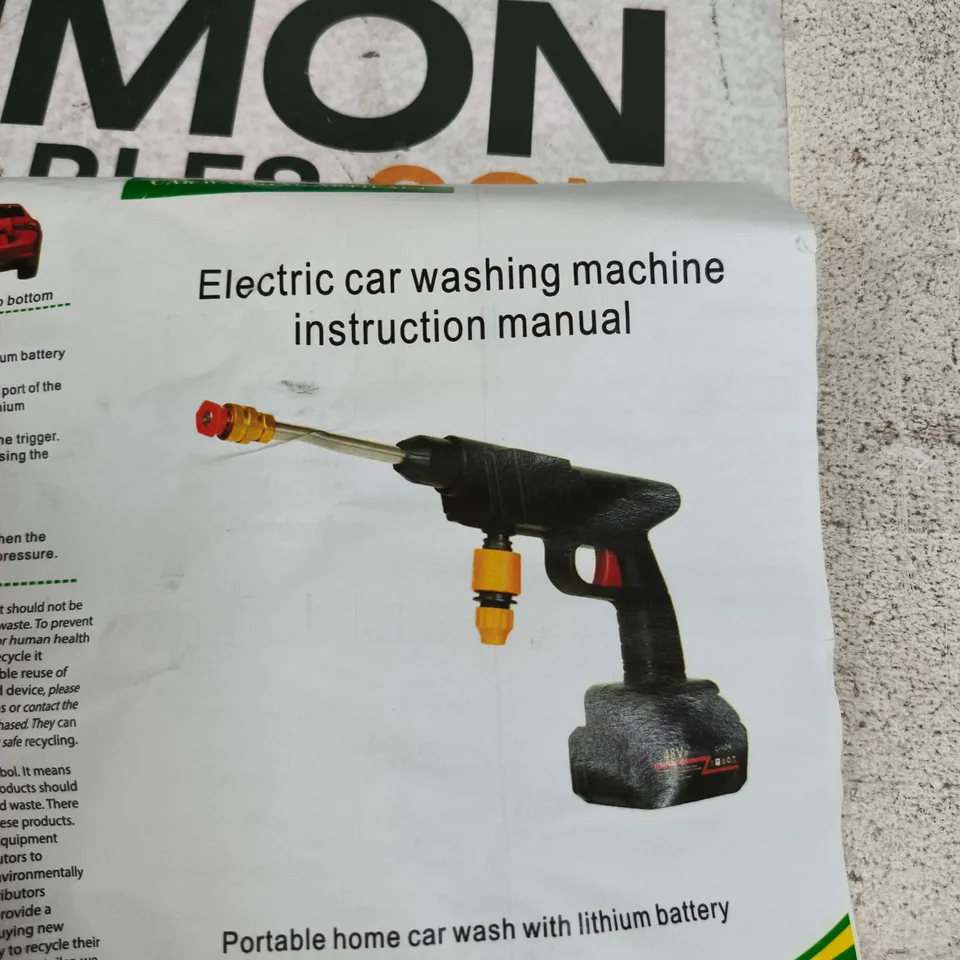 PORTABLE ELECTRIC CAR WASH GUN WITH LITHIUM BATTERY – HOME KIT (CASE & MANUAL)
