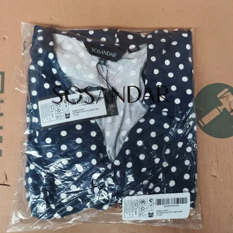 bagged sosandar spot print hoop detail jersey dress in navy size 12