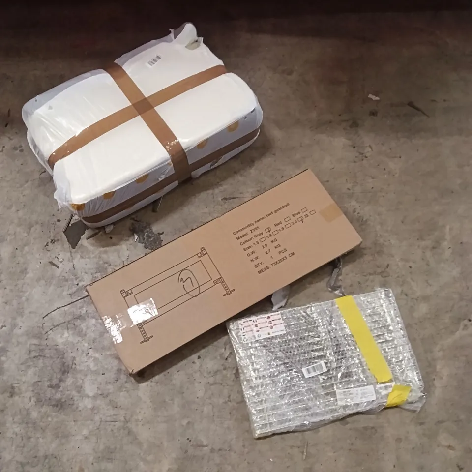 PALLET OF ASSORTED ITEMS INCLUDING - ERGONOMIC PILLOW, BED GUARDRAIL, GRILL GRATES