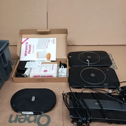 TOTE OF APPROXIMATELY 5 ASSORTED WIFI ROUTERS AND CABLES INCLUDING PLUS NET, BT AND EE