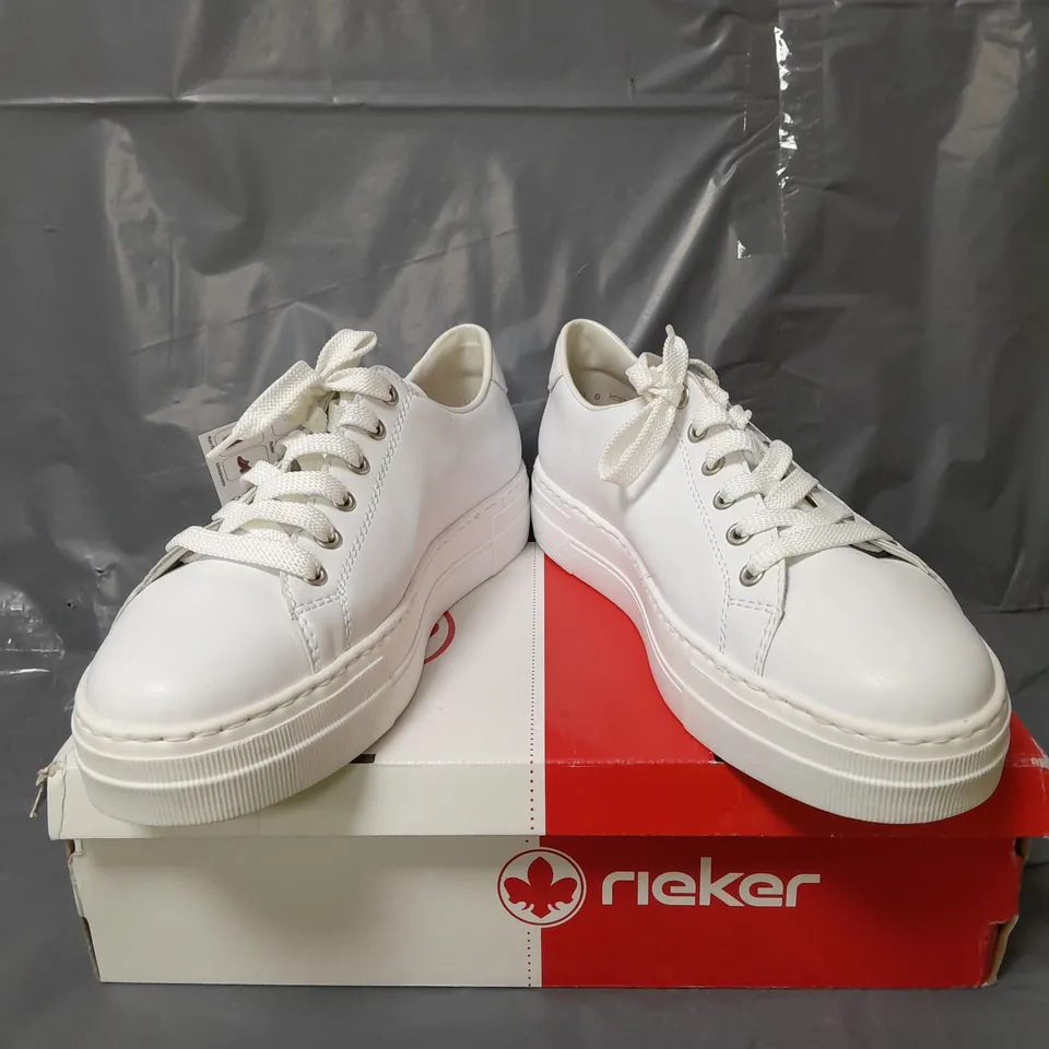 RIEKER LEATHER PLATFORM TRAINERS WHITE SIZE 8
