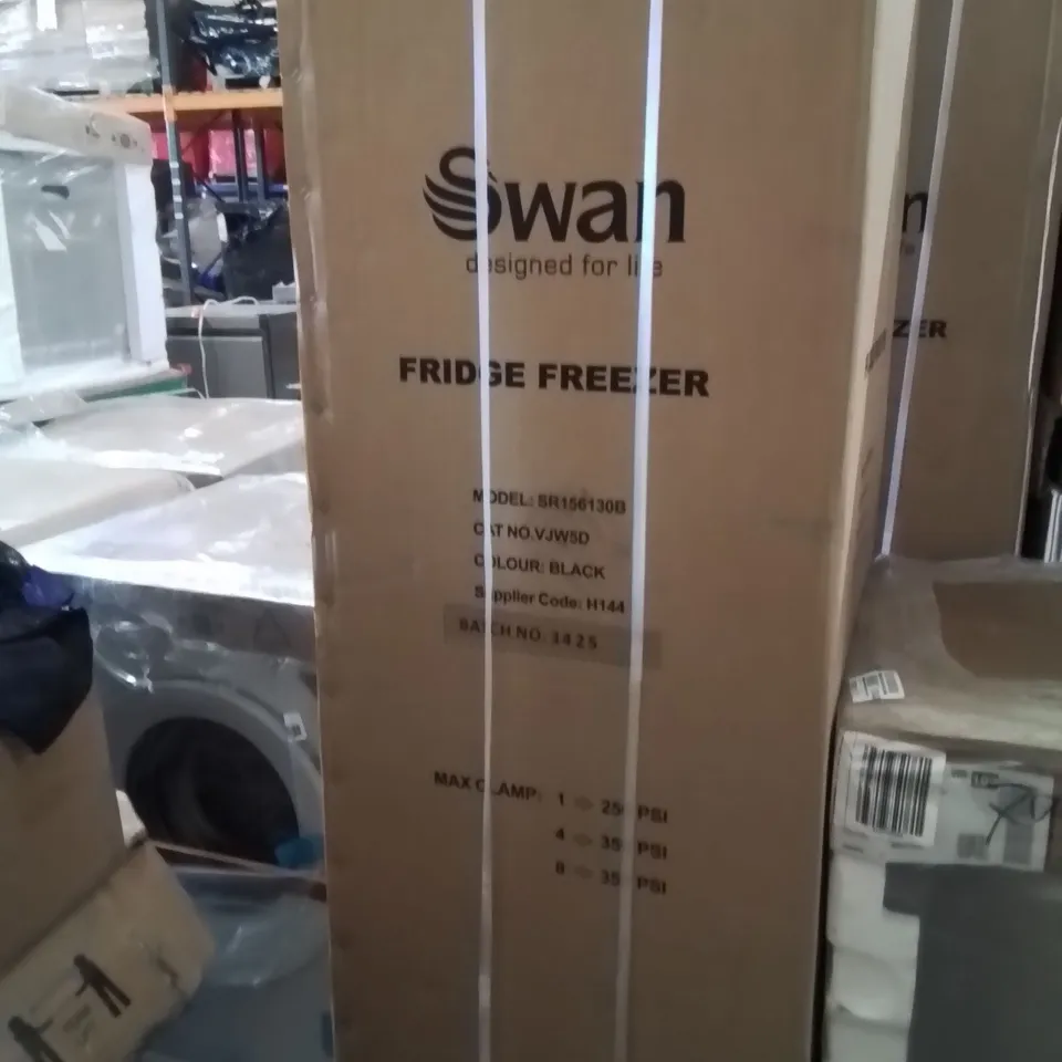 BOXED  SWAN 55CM WIDE NO FROST FRIDGE FREEZER WITH WATER DISPENSER SR156130B